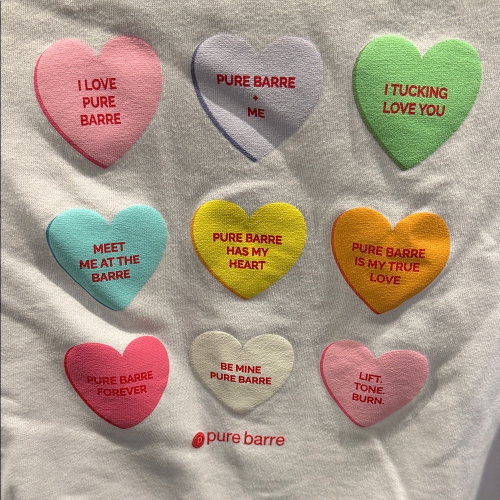 Pure Barre Multicolor Heart cropped sweatshirt 🩷💜🩵💛